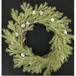 Pine Wreath with Cone 24"
